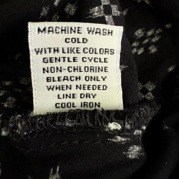 CAFFÉ MARRAKESH Sleeveless Button-Up Blouse 1X – Black & White Ikat Boho Tunic - Picture 8 of 9